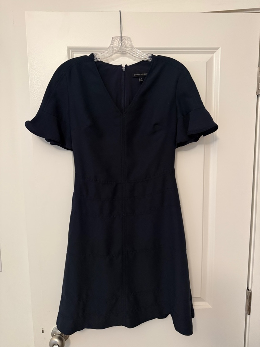 Banana Republic Navy V-Neck Flutter Sleeve Dress